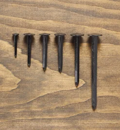 Black Steel Diamond-Head Forged Nails From Clouterie Rivierre, 140 Assorted Pieces