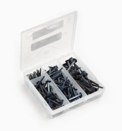 Blued Steel Diamond-Head Forged Nails From Clouterie Rivierre, 140 Assorted Pieces