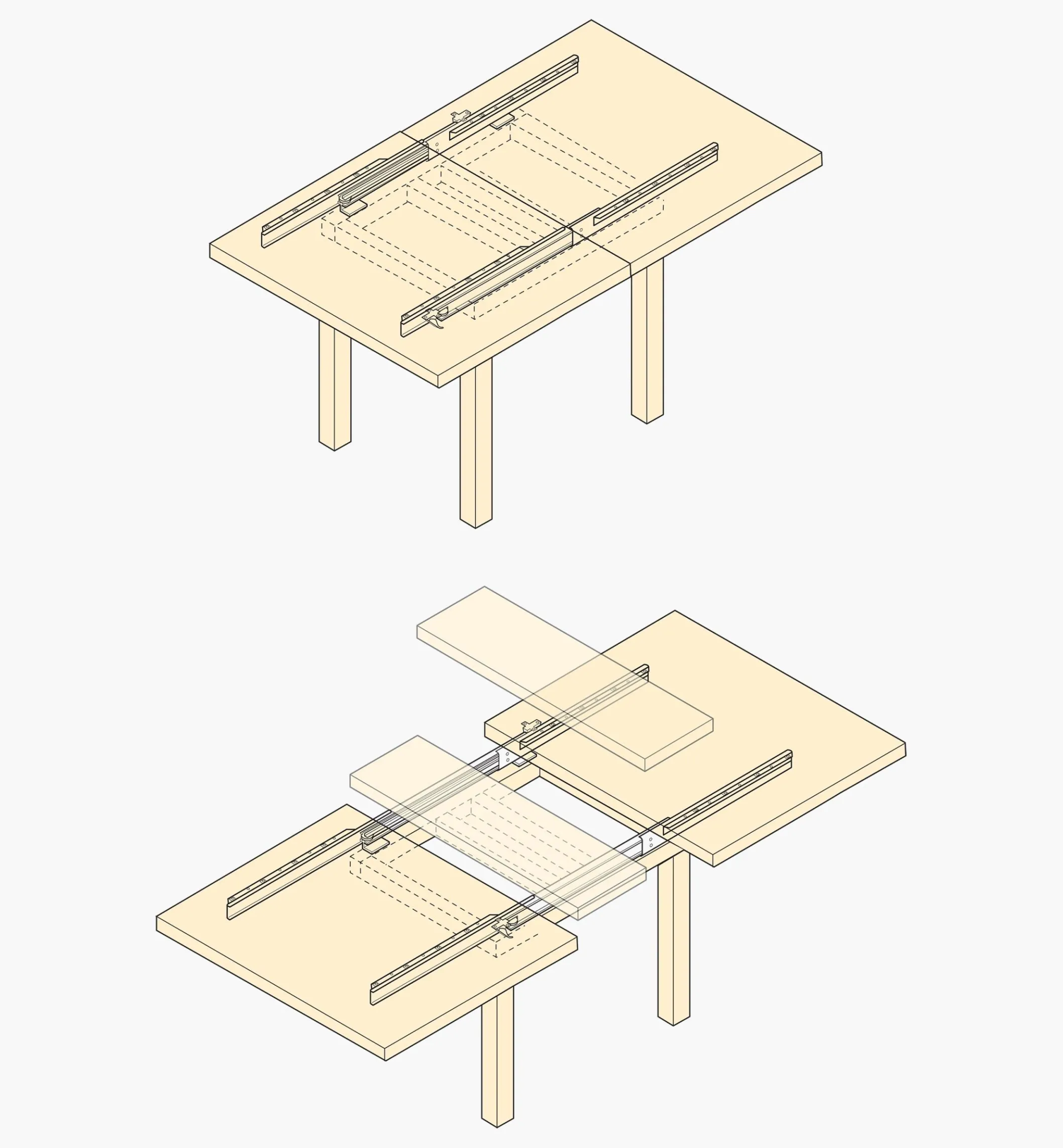 Bottom-Mount Table Slides