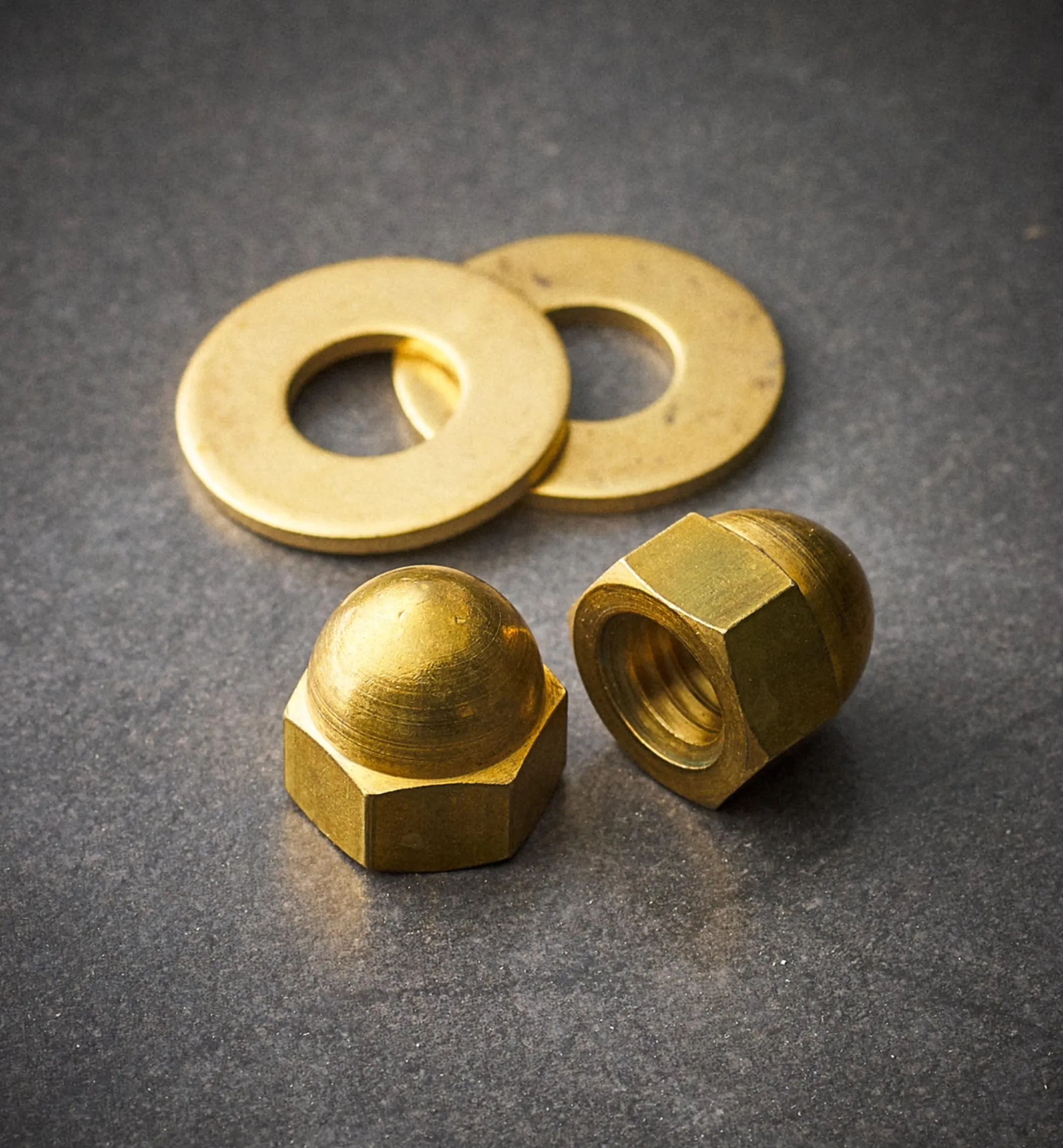 Brass Cap Nuts And Washers For Cast-Iron Legs