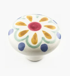 Brown Floral Painted Ceramic Knobs