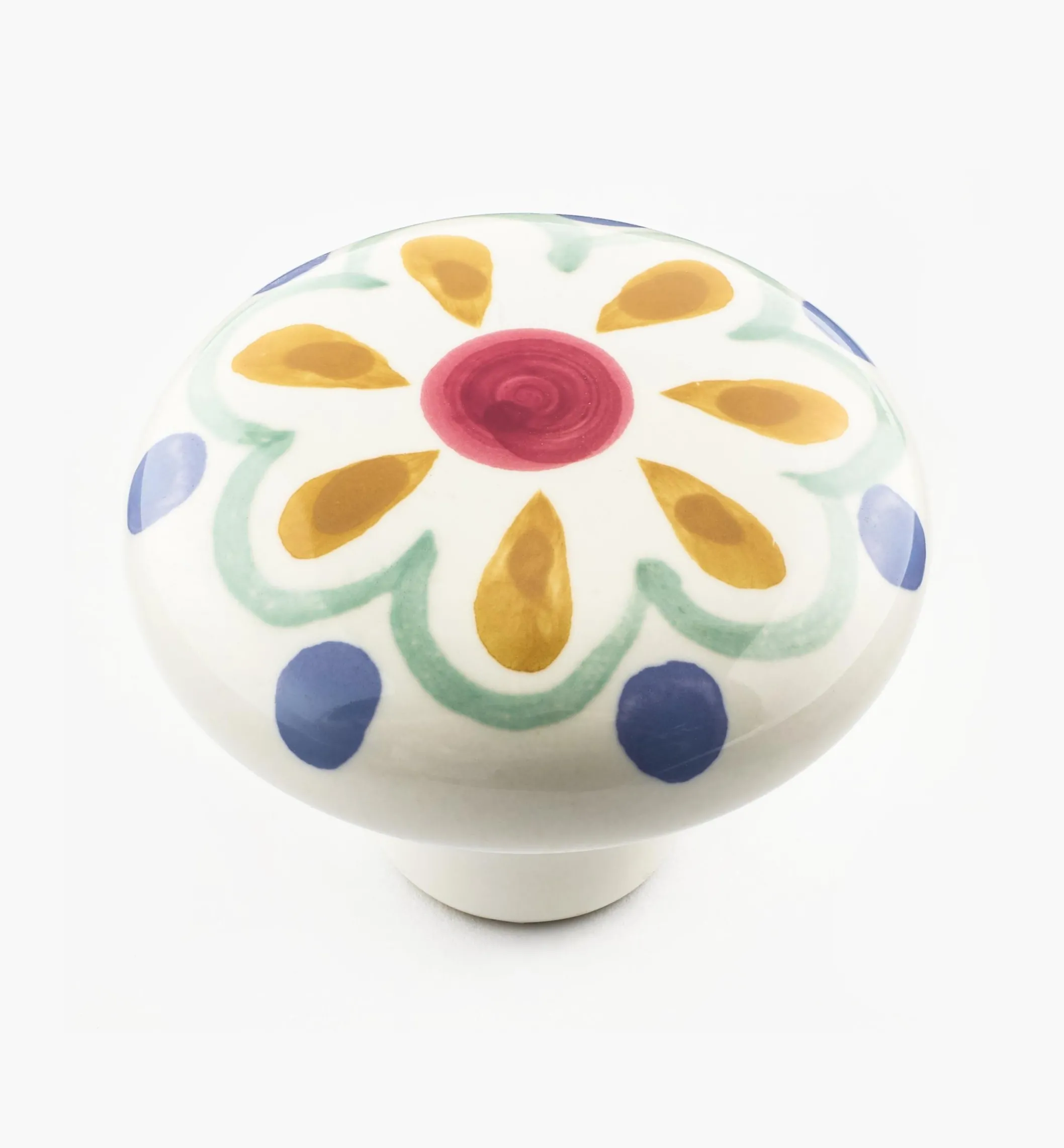 Brown Floral Painted Ceramic Knobs