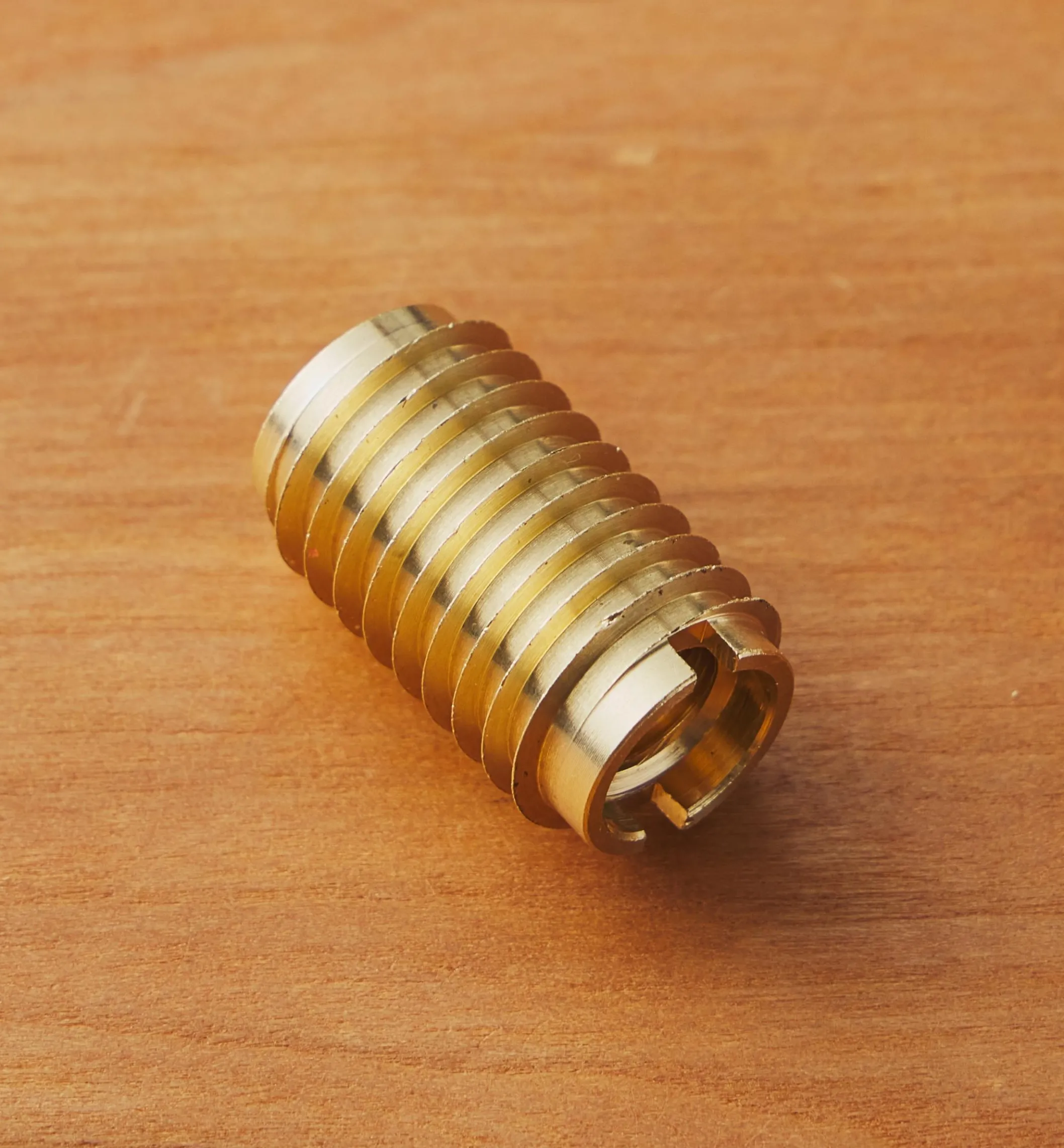 Long 3/8-16 Brass Knife-Edge Insert Nut