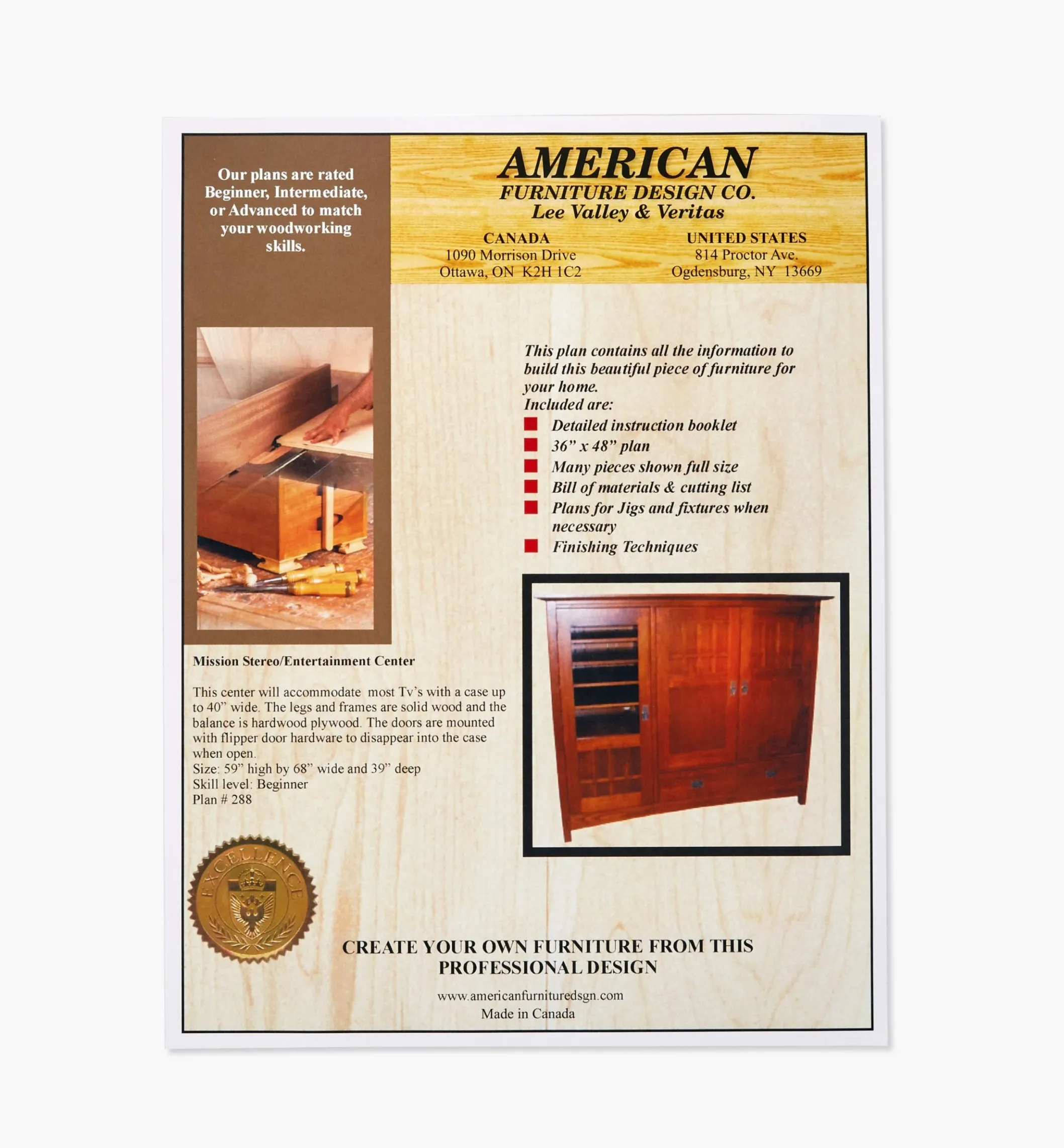 Mission Stereo/Entertainment Center Plan