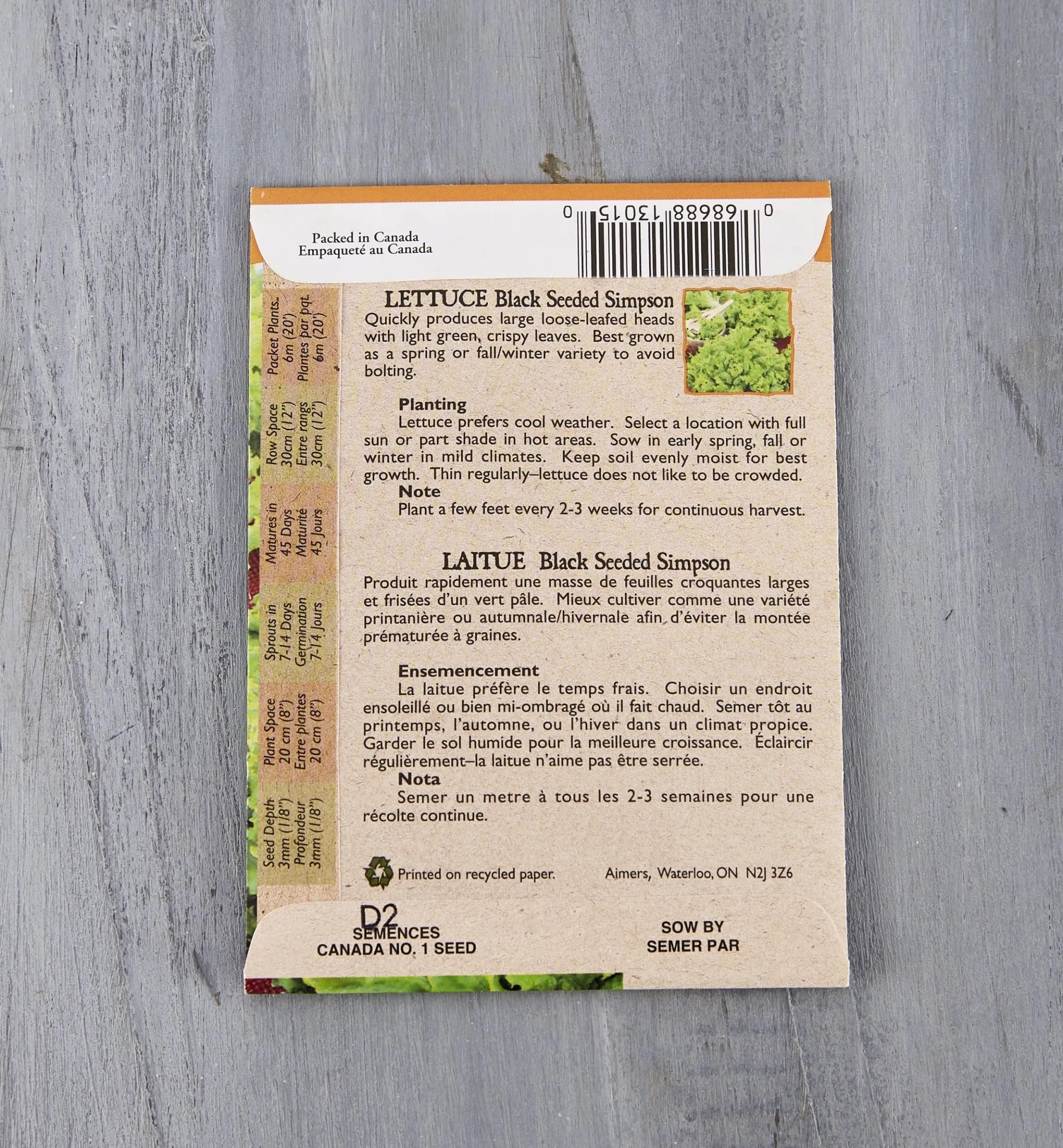 OSC Organic Vegetable Seed Packets