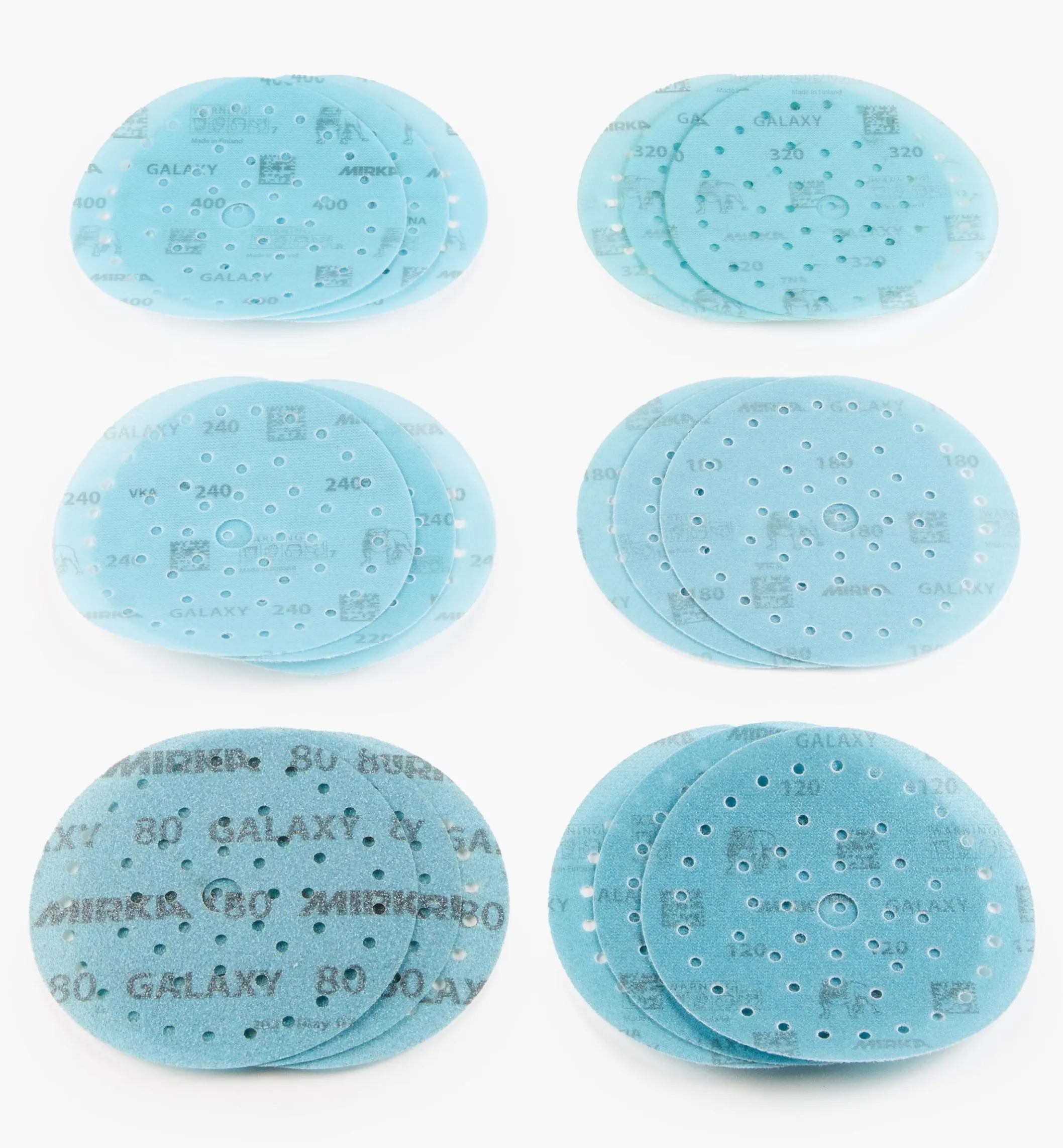 18-Pc. Sample Pack Of Mirka 6" Galaxy Multifit Grip Discs