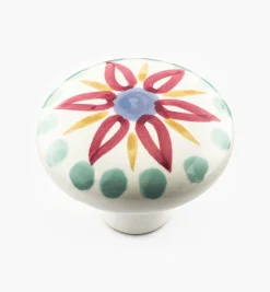 Red Floral Painted Ceramic Knobs