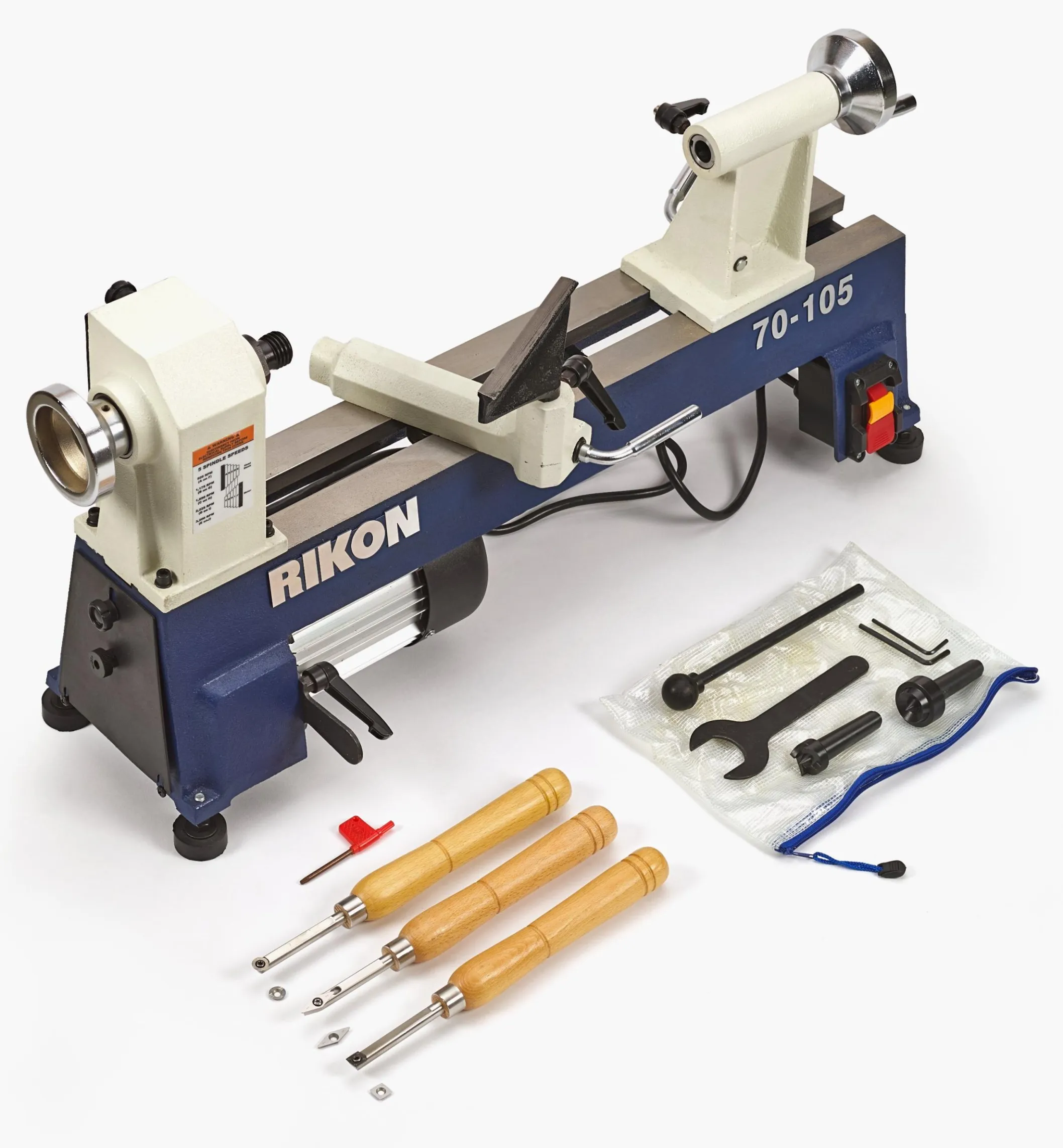 Rikon 1/2 Hp Mini Lathe & Set Of 3 Carbide-Tipped Turning Tools