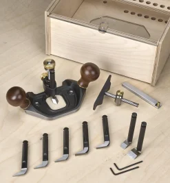 Veritas Large Router Plane, Box & Metric Blades Set